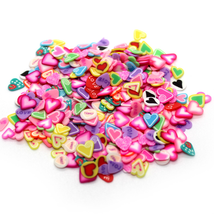 Heart fimo slices for slime