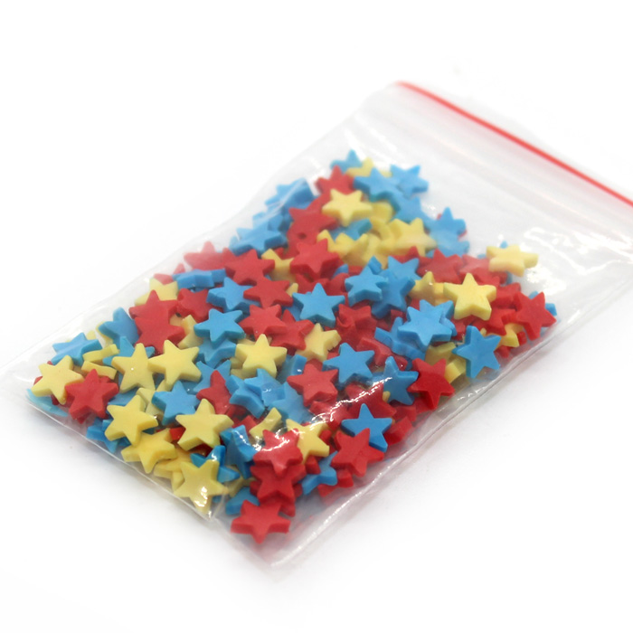 Blue red yellow star sprinkles