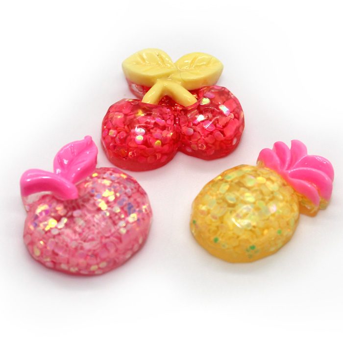 3pc sparkly fruit charms