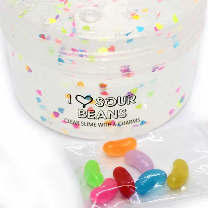 Sour Beans clear slime with charms