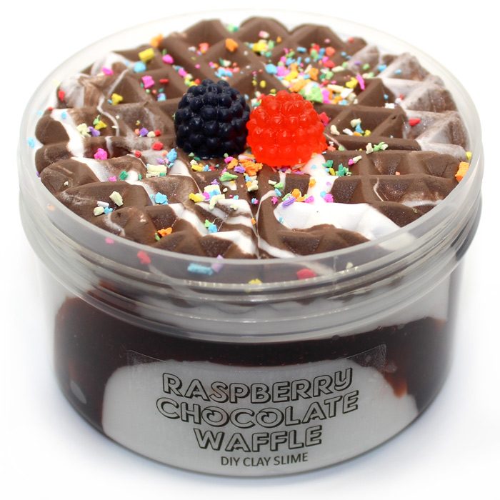 Raspberry Chocolate waffle clay slime
