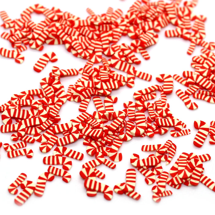 Candy cane fimo slices for slime