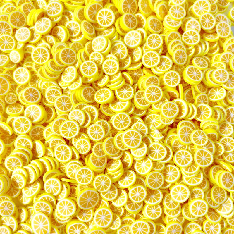 Lemon fimo slices for slime bulk