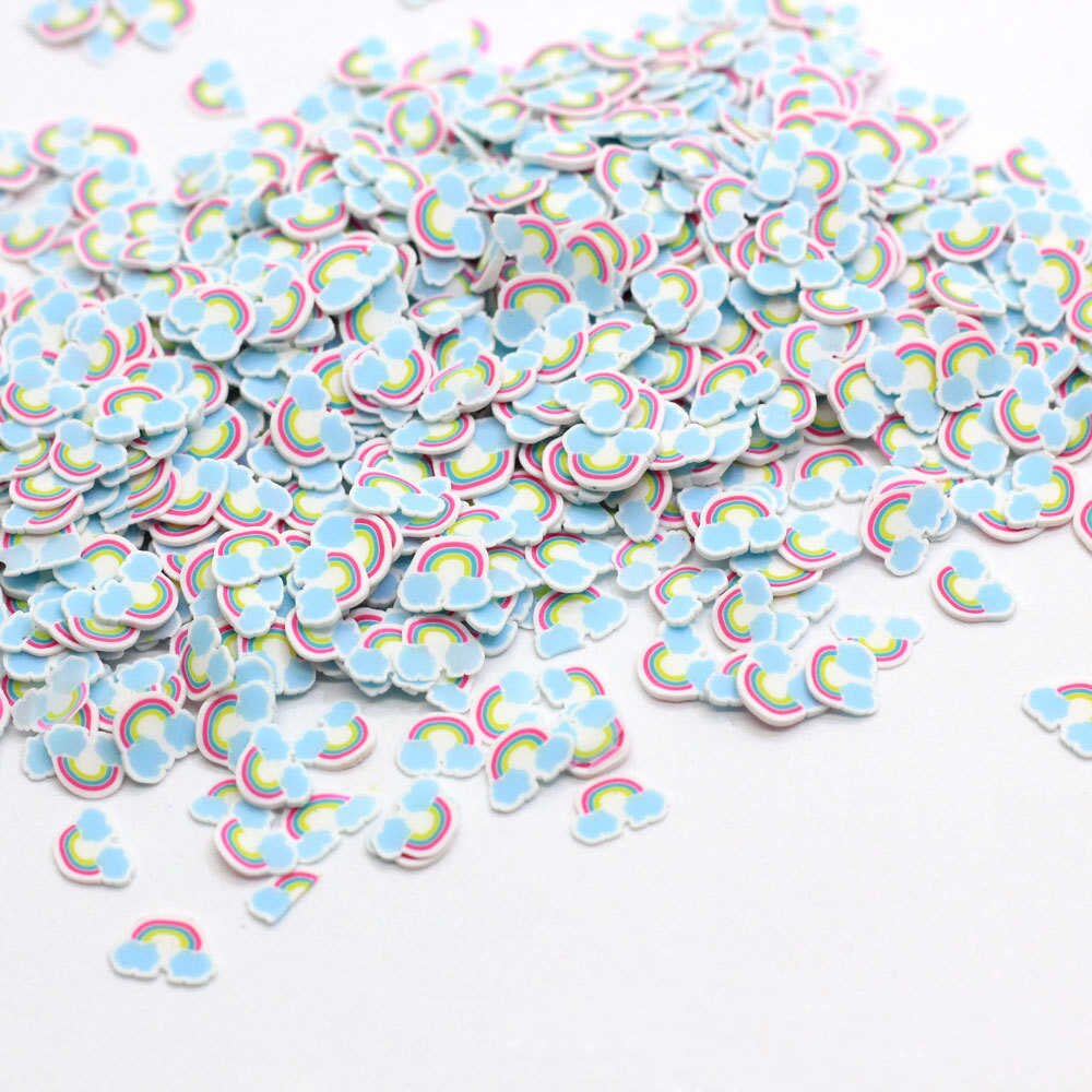 Blue rainbow fimo slices for slime