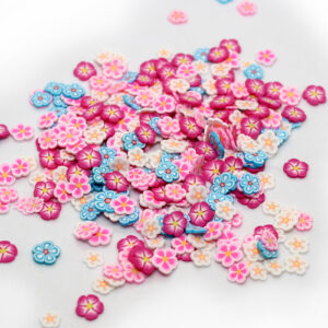 Pink flowers fimo slices for slime