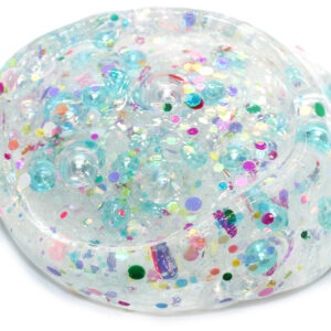 Glitter bubbles clear slime
