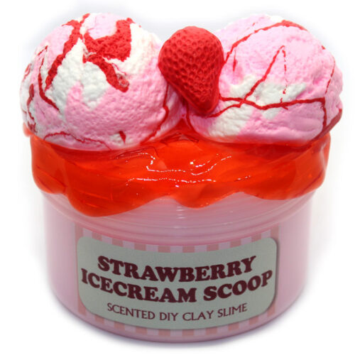 Strawberry icecream scoop diy clay slime
