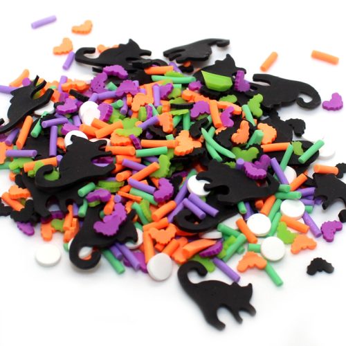 Black cat halloween sprinkle mix for slime