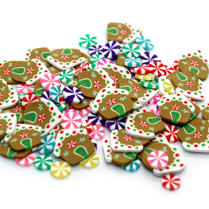 Candy gingerbread house fimo slices for slime