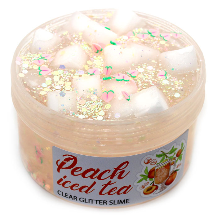 Peach iced tea clear glitter slime