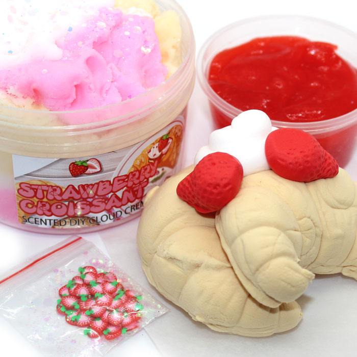 Strawberry croissant scented diy cloud creme slime