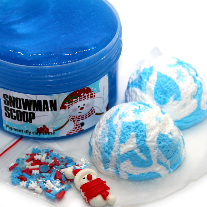 Snowman scoop diy clay slime