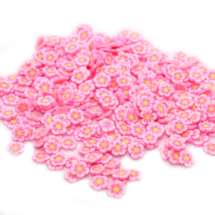 Pink flower fimo slices for slime