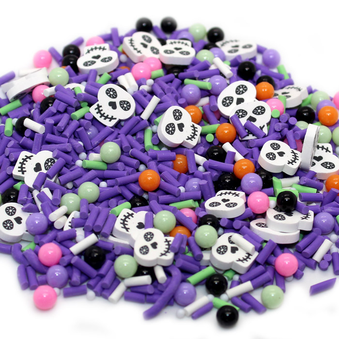 Candy and skull sprinkle mix for slime