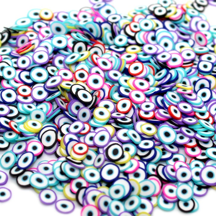 Colourful eyeball fimo slices for slime