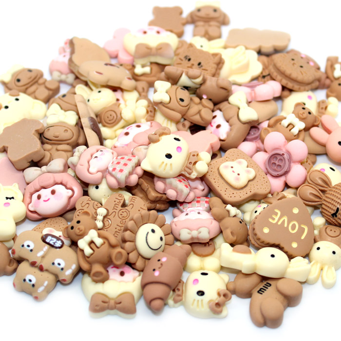 Mixed cream and brown slime charms bulk 30pc