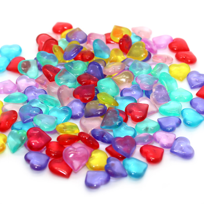 Colourful heart fish bowl beads
