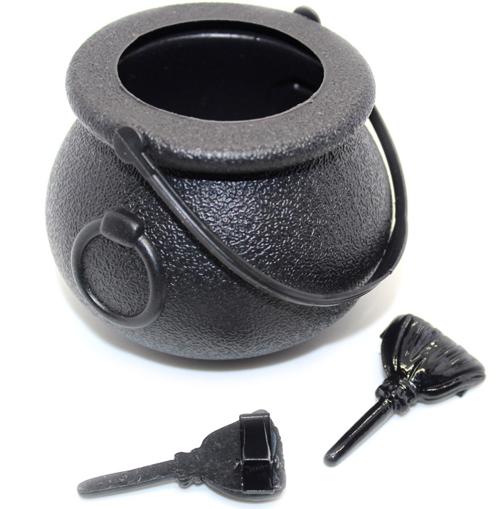 Witches broom and cauldron set