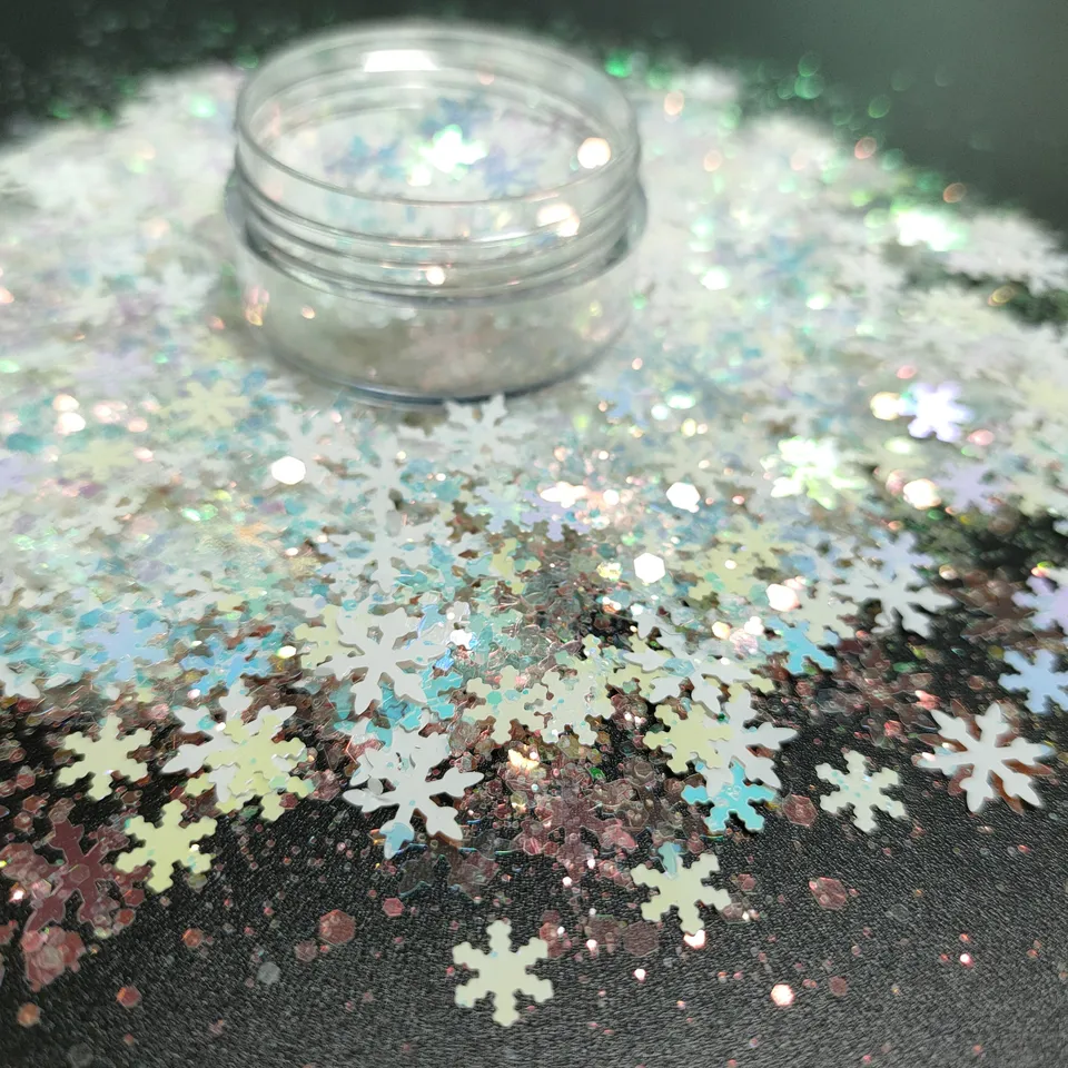 Iridescent snowflake glitter