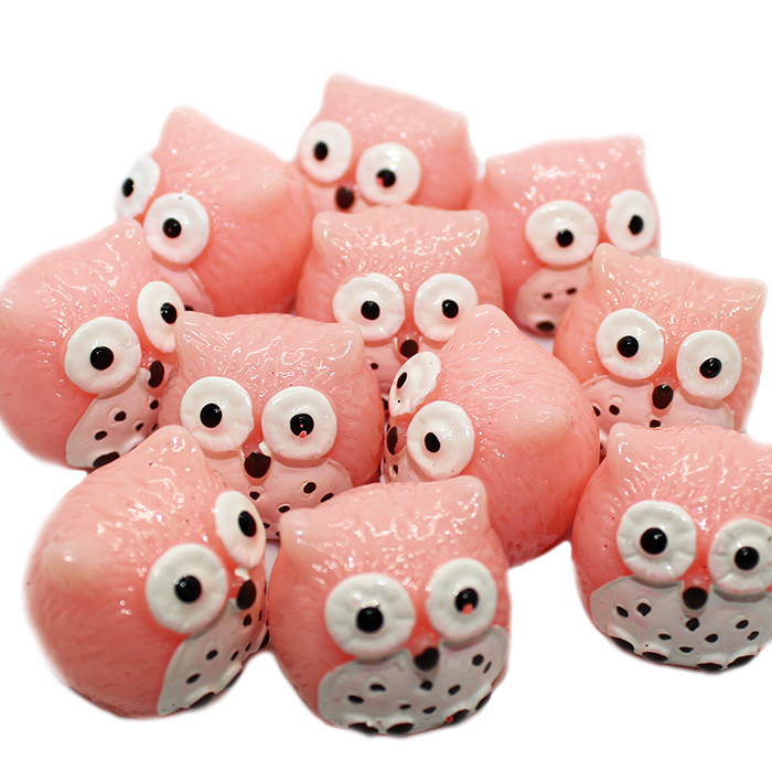 Pink owl charms for slime 3pc