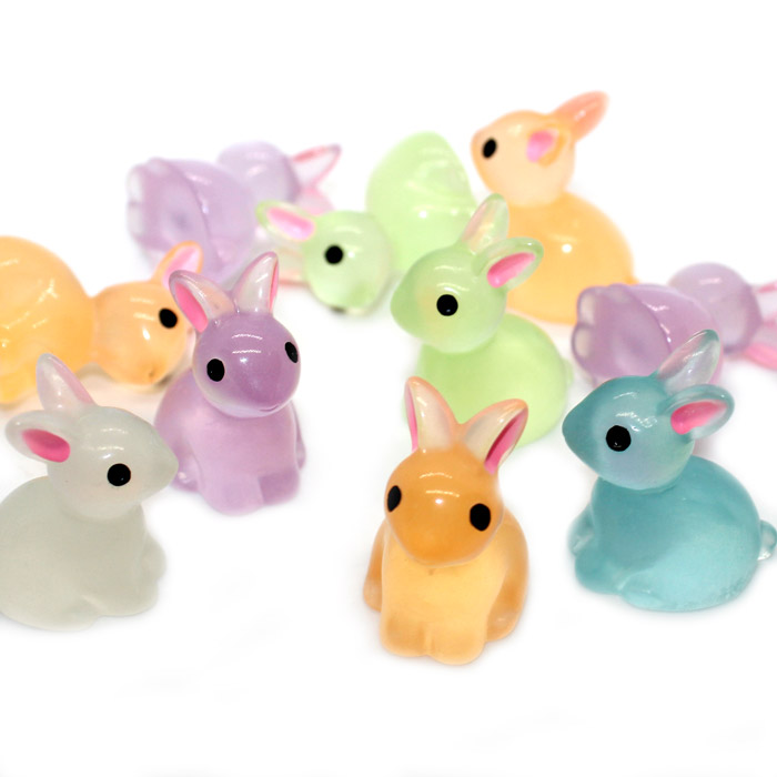 Glow in the dark rabbit charms