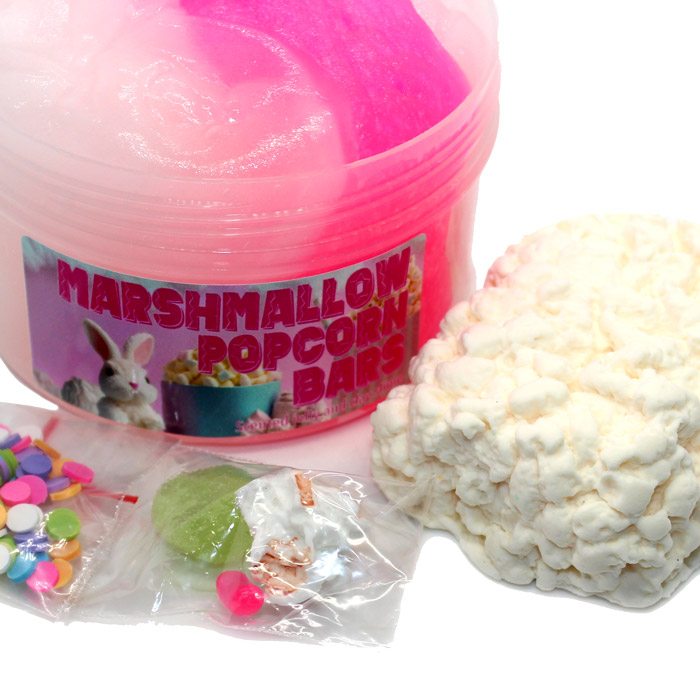Marshmallow popcorn bar snowdough slime