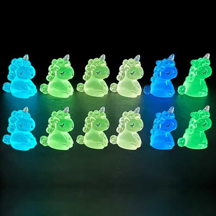 Glow in the dark unicorn charms