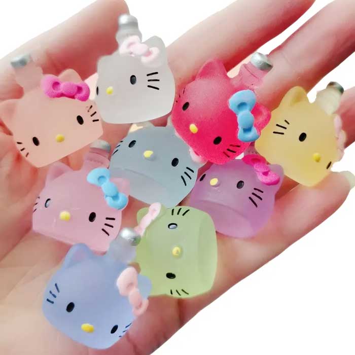 Glow in the dark Hello kitty bottle charms