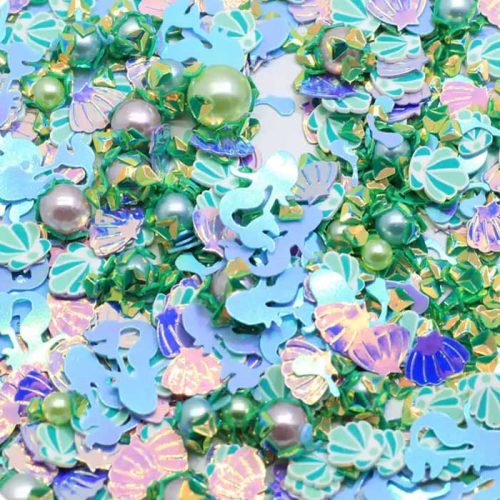 Turquoise seashell glitter spinkle mix