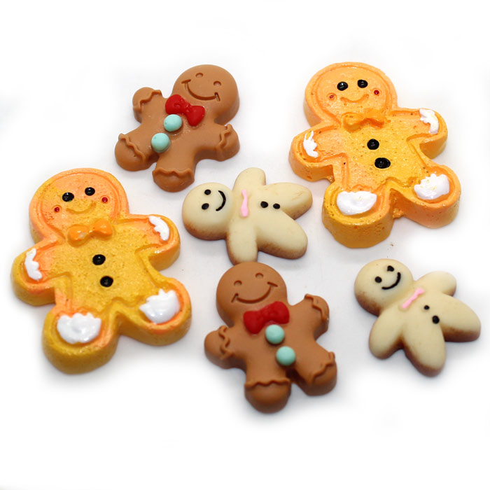 Mixed gingerbread man charms for slime 6pc